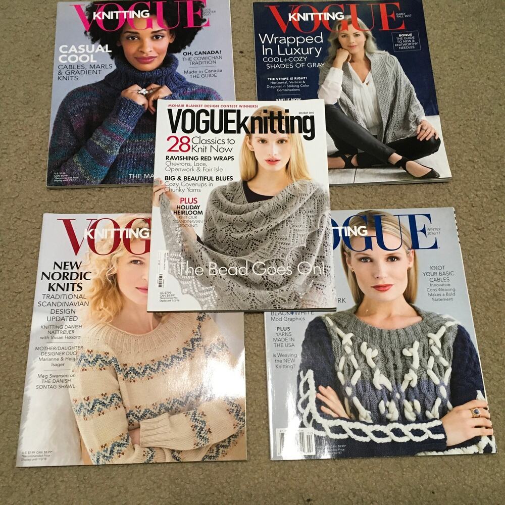 Vogue Knitting Pattern Magazines *LOT OF 5* Sweater Scarf Hat Handmade Craft